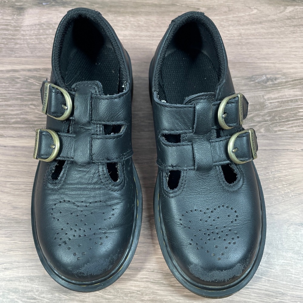 Dr. Martens 8065 J Mary Jane Kids‎ Black Leather Double Strap Shoes Size 13 US - Picture 4 of 14